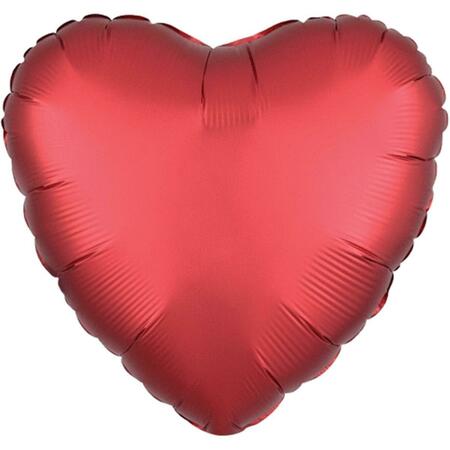 LOFTUS INTERNATIONAL 18 in. Sangria Heart Satin Luxe Hx Balloon A3-8584